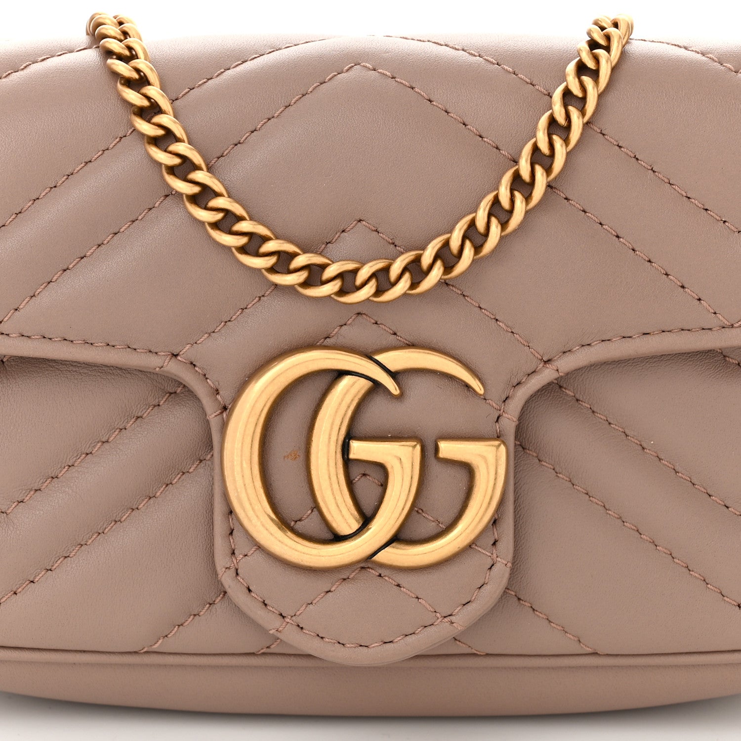 Gucci Calfskin Matelasse Super Mini GG Marmont Shoulder Bag Porcelain Rose 8 of 11