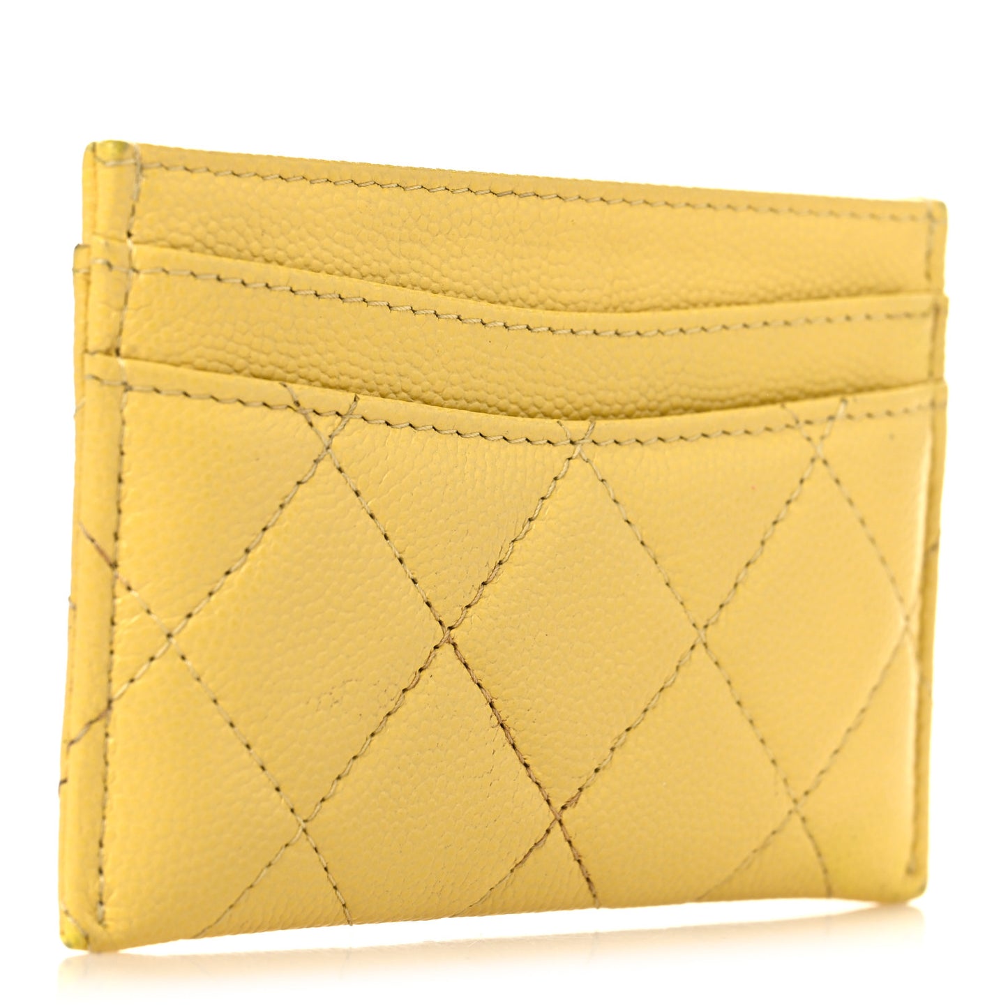 Caviar Quilted Card Holder Yellow