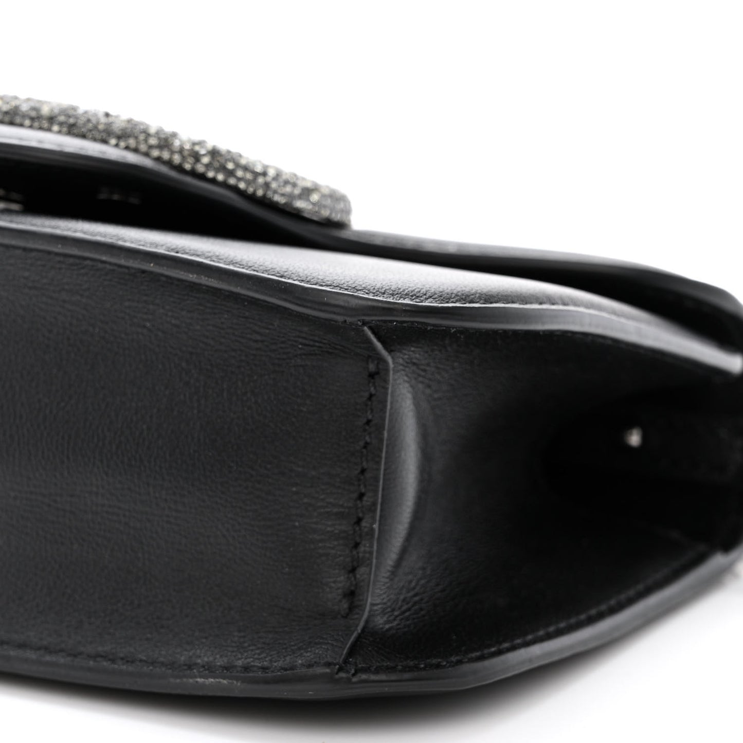 Calfskin Crystal Vlogo Small Loco Shoulder Bag Black