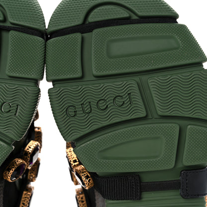 Gucci X SEGA Mesh Suede Calfskin Removable Crystals Flashtrek Sneakers 35.5 Loess Black Olive Green 6 of 7