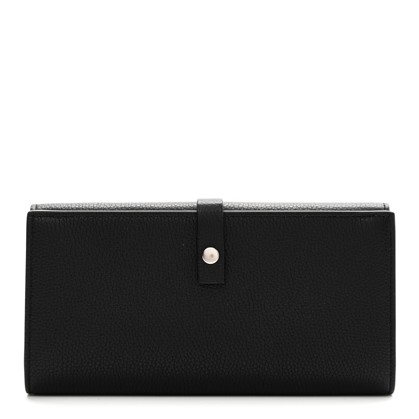 Grained Calfskin Flap Wallet Black