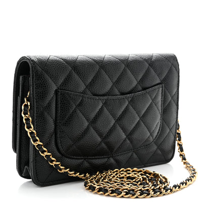 Chanel Caviar Quilted CC Turnlock Wallet On Chain WOC Black 3 of 12