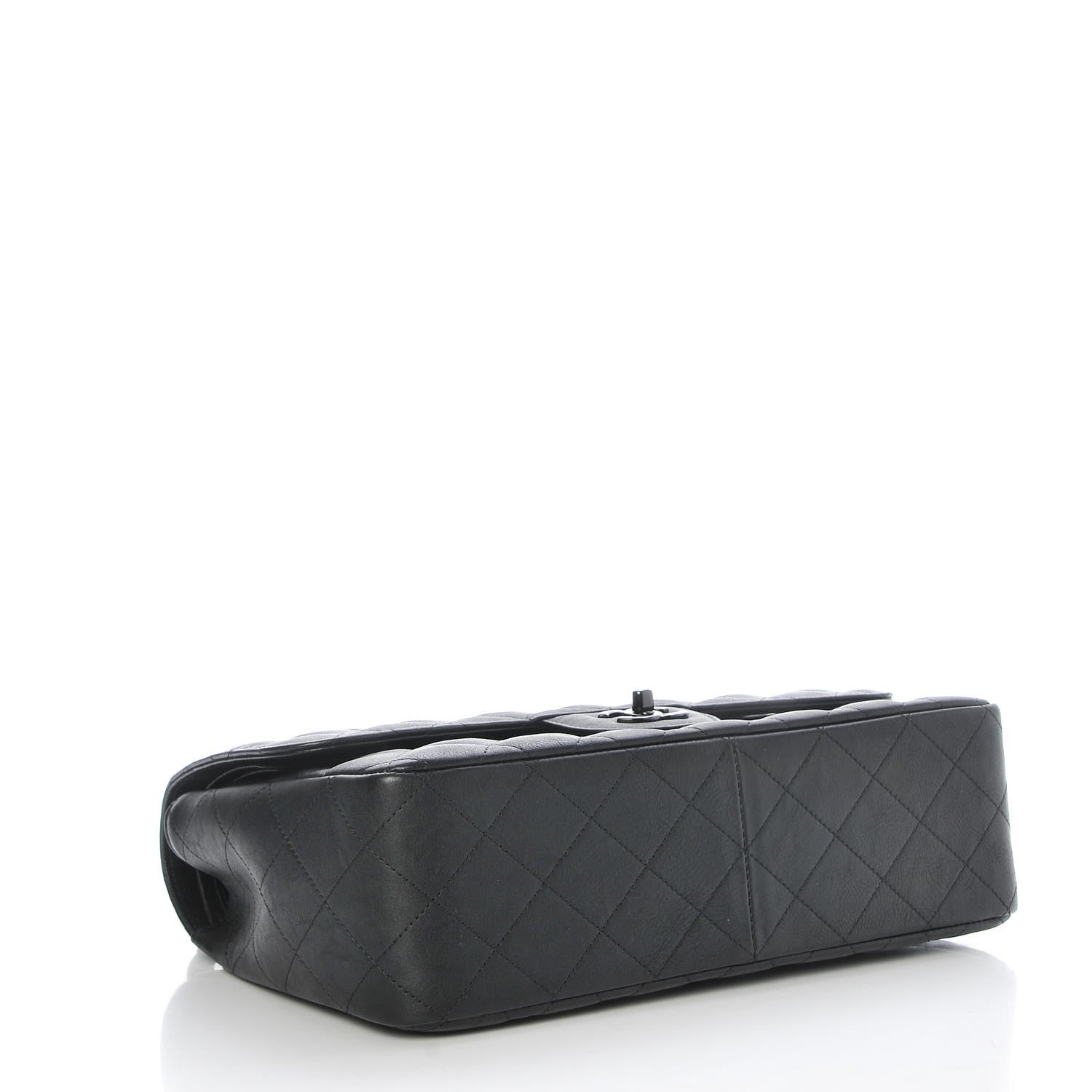 Chanel Crumpled Calfskin Quilted Jumbo Double Flap So Black 4 of 8