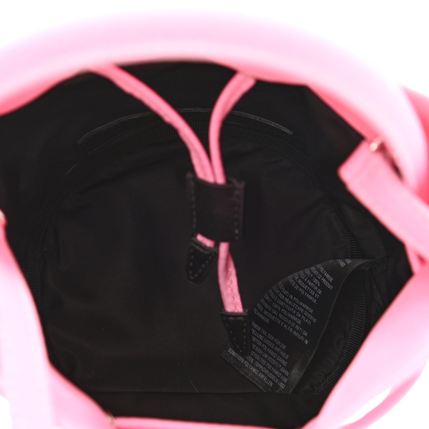 Recycled Sport Nylon Logo Embroidered Wheel Drawstring Bucket Bag XS Pink White
