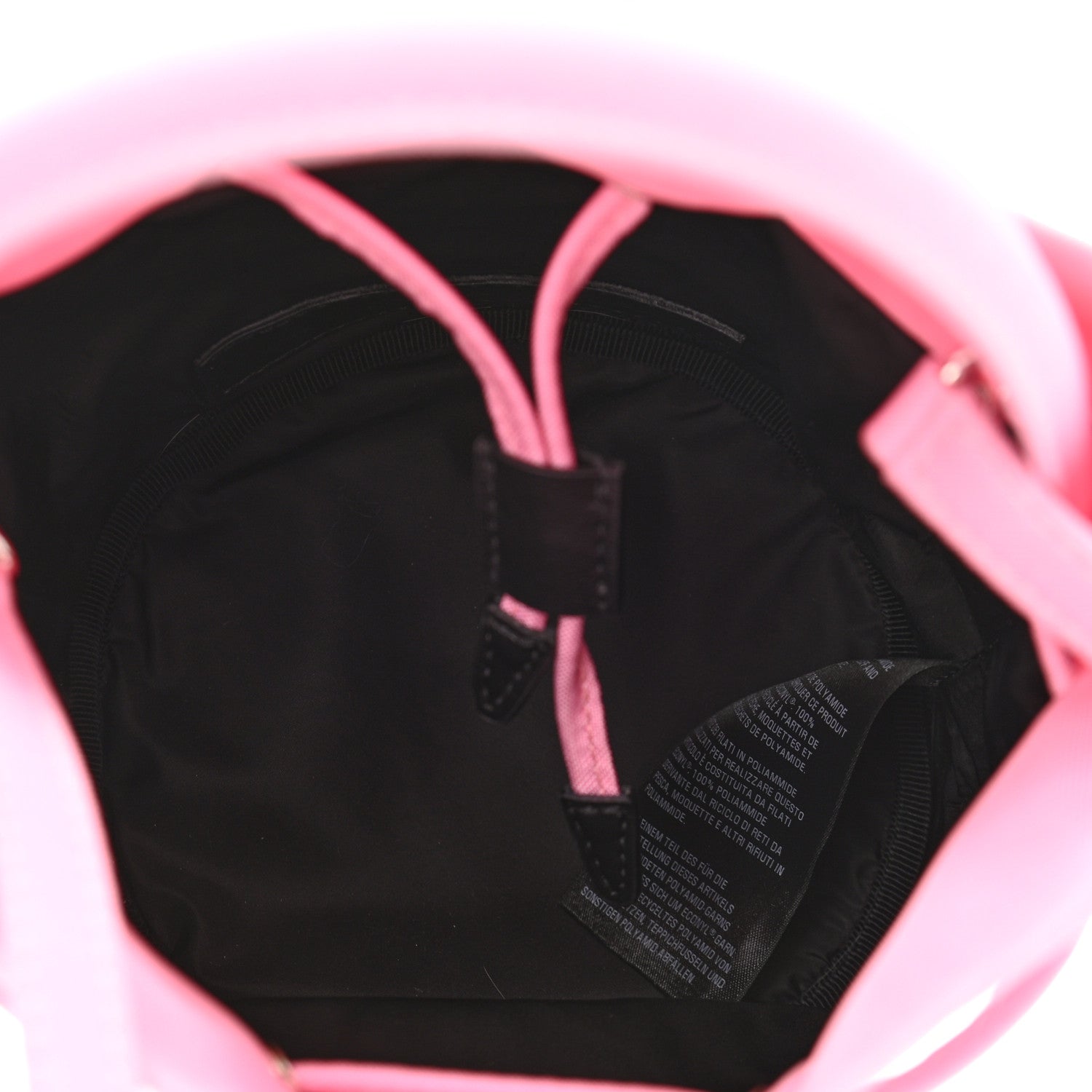 Balenciaga Recycled Sport Nylon Logo Embroidered Wheel Drawstring Bucket Bag XS Pink White 5 of 10