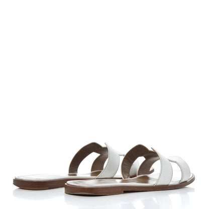 Hermes Box Calfskin Oran Sandals 38.5 White 4 of 24