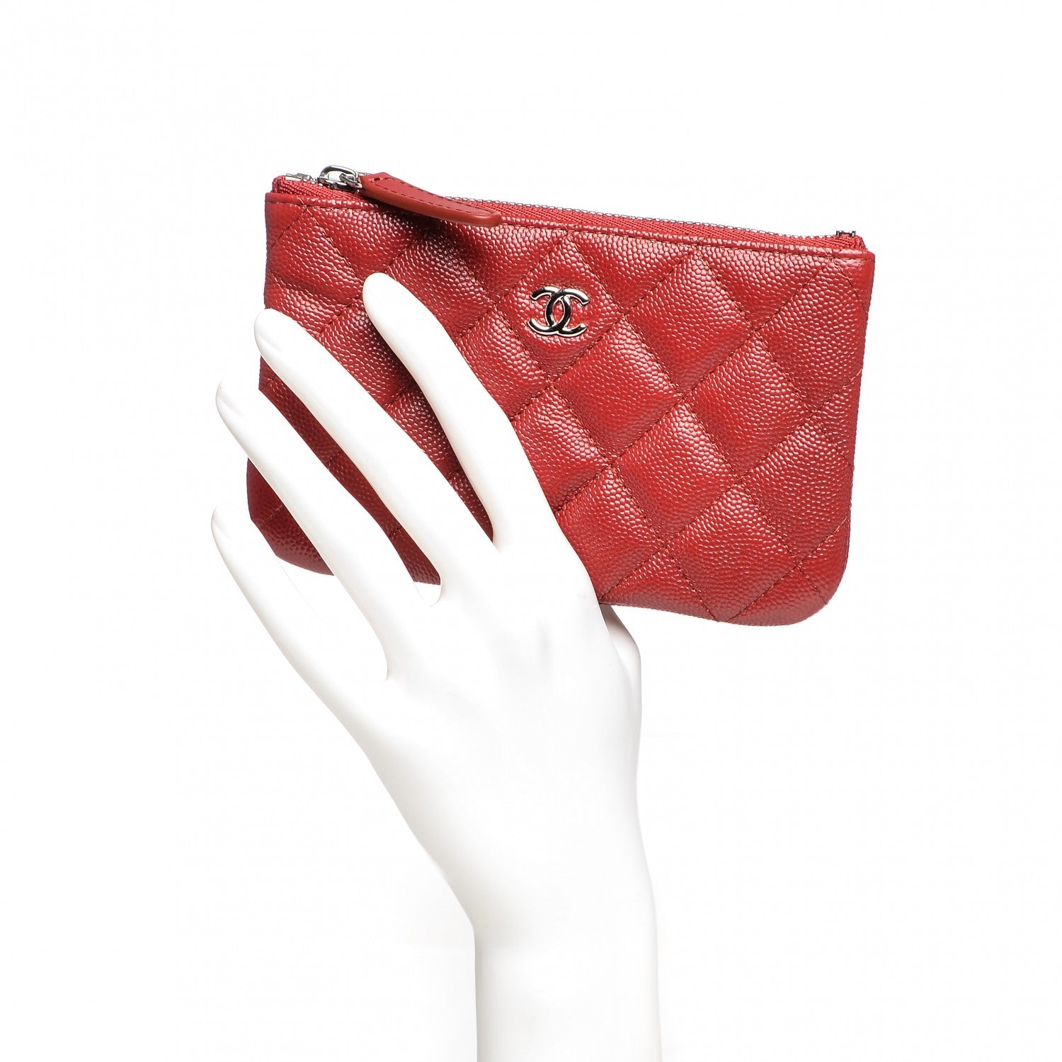 Chanel Caviar Quilted Small Cosmetic Case Dark Red 2 of 7