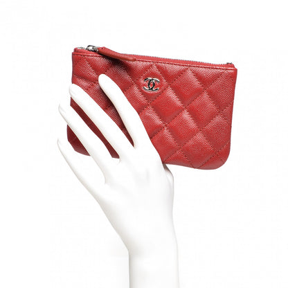 Chanel Caviar Quilted Small Cosmetic Case Dark Red 2 of 7