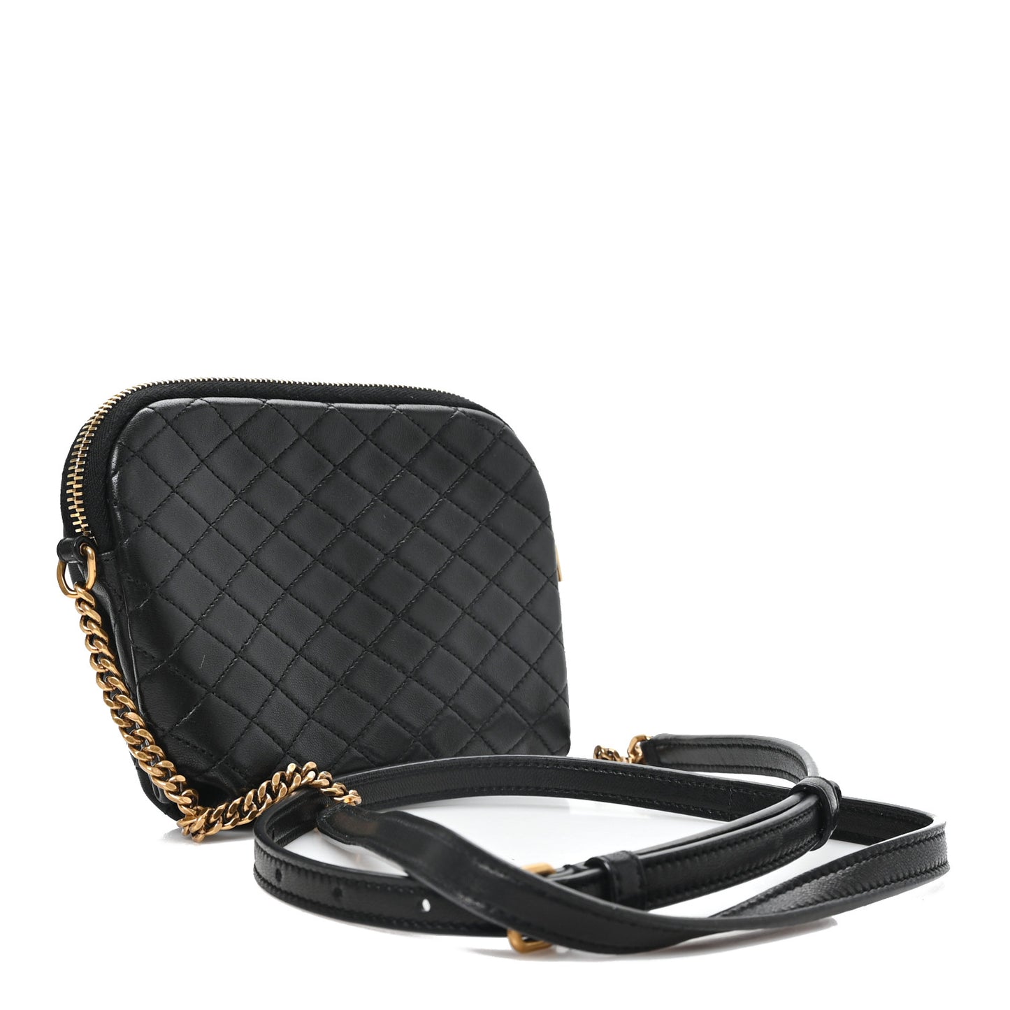 Lambskin Quilted Gaby Zipped Pouch Black