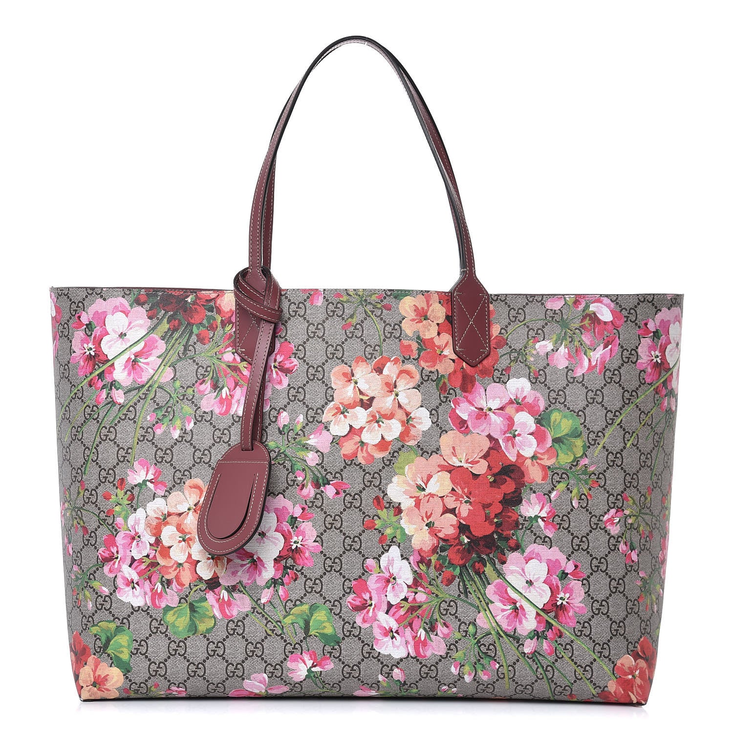 Gucci GG Supreme Monogram Blooms Large Reversible Tote Beige Multicolor Dry Rose 1 of 17