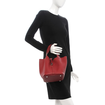 Hermes Taurillon Clemence Picotin Lock 22 MM Rouge Grenat 2 of 8