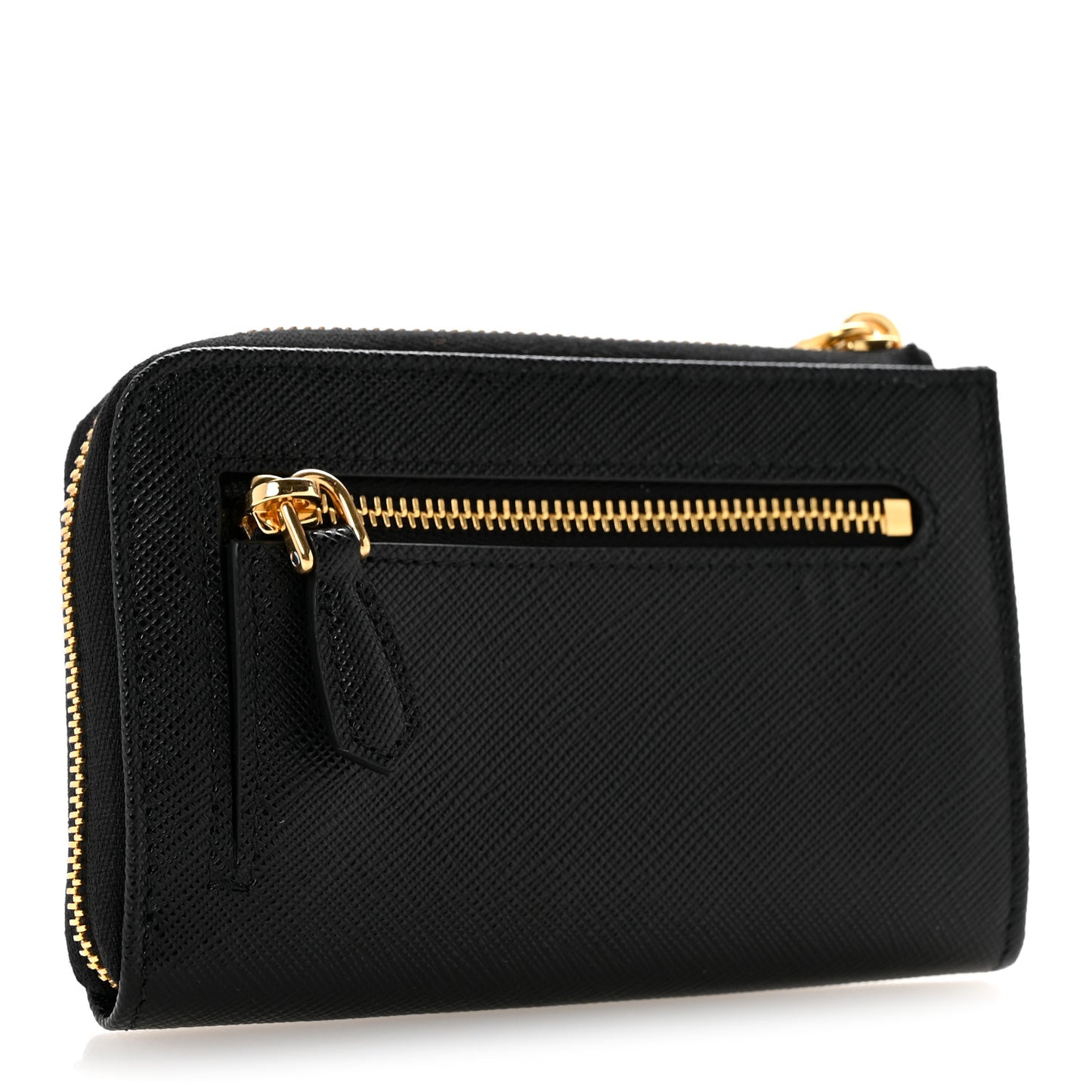 Saffiano Metal Zip Around Keychain Black