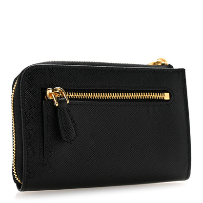 Prada Saffiano Metal Zip Around Keychain Black 3 of 9