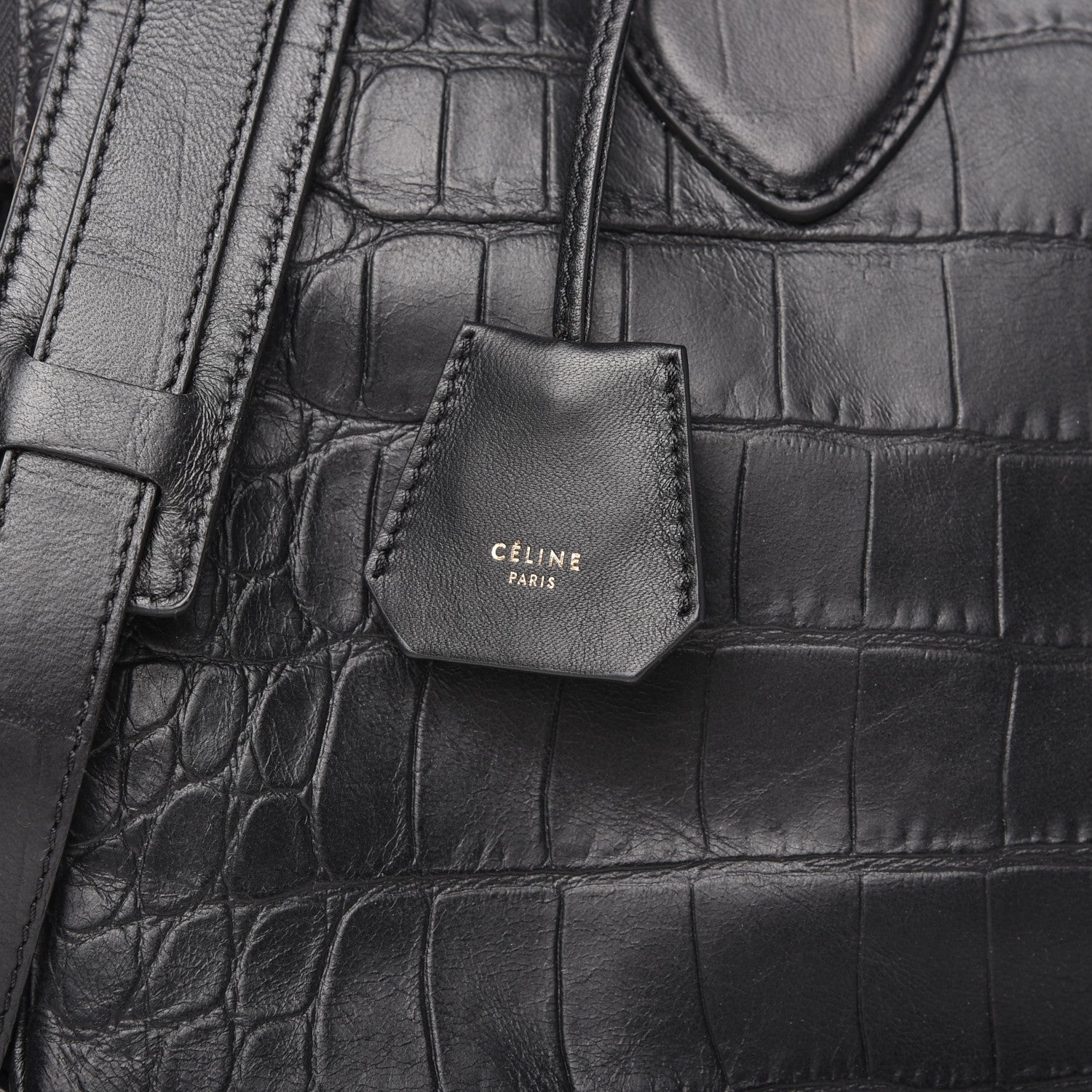 Celine Crocodile Embossed Calfskin Small Triptyque Satchel Black 9 of 9