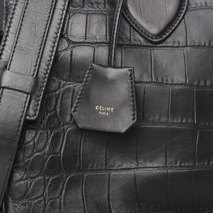 Celine Crocodile Embossed Calfskin Small Triptyque Satchel Black 9 of 9