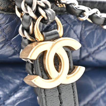 Chanel Aged Calfskin Quilted Small Gabrielle Hobo Navy Black 12 of 13