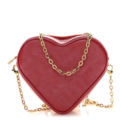 Louis Vuitton Lambskin Embossed Monogram Fall In Love Sac Coeur Heart Chain Bag Lipstick Red 1 of 9