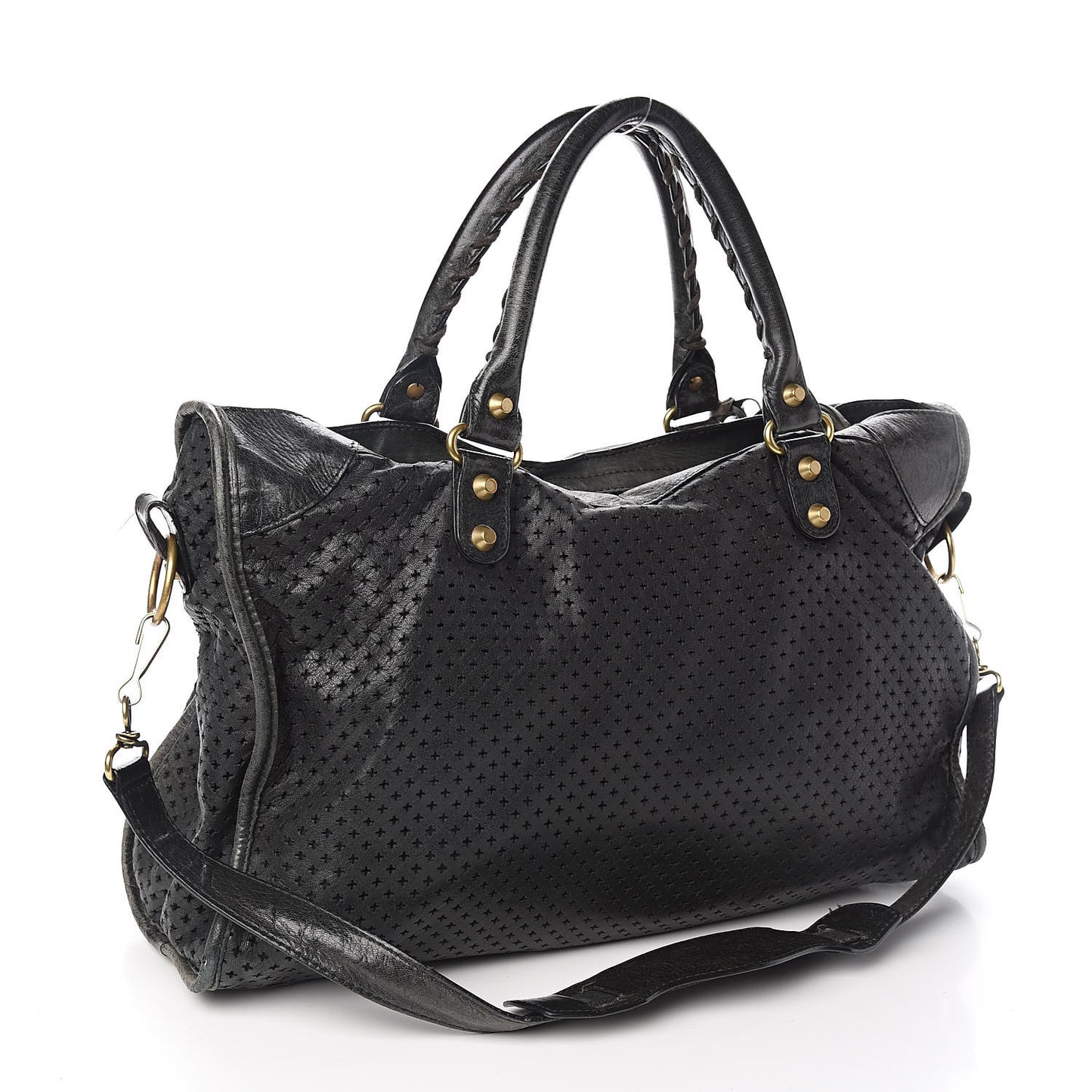 Agneau Laser Cut Cross Classic Gold Hardware City Black