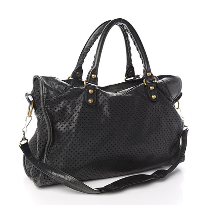 Balenciaga Agneau Laser Cut Cross Classic Gold Hardware City Black 3 of 17