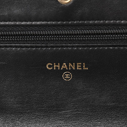 Chanel Lambskin Chevron Quilted Wallet On Chain WOC Black 7 of 12