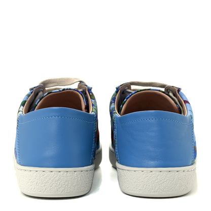 Gucci Calfskin Web New Flora Print Womens Ace New Sneakers 35 Azure 6 of 12