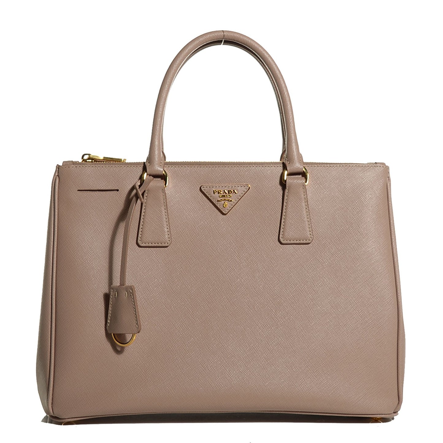Saffiano Lux Medium Double Zip Tote Cammeo