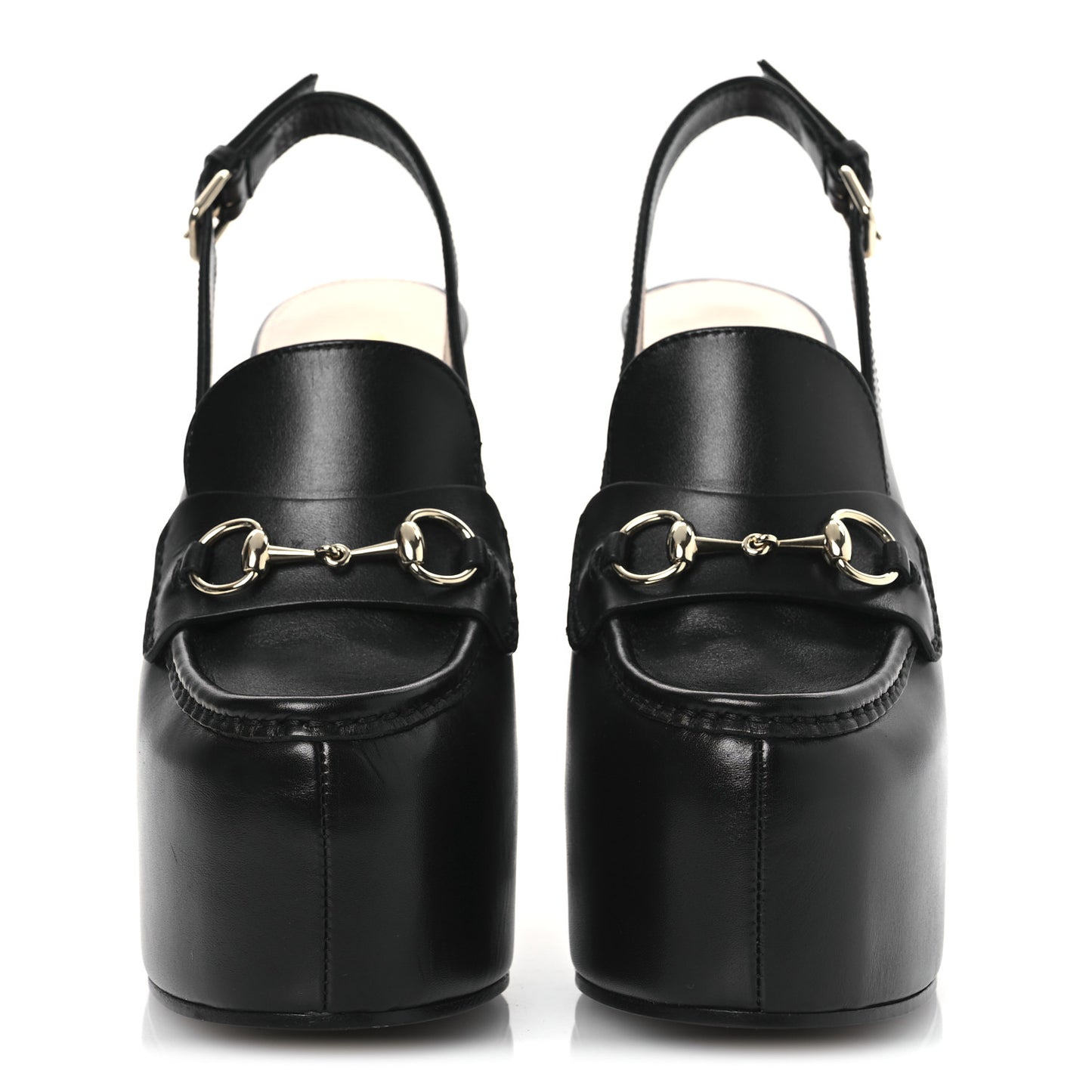 Calfskin Horsebit Platform 70/160mm Slingback Mules 37.5 Black