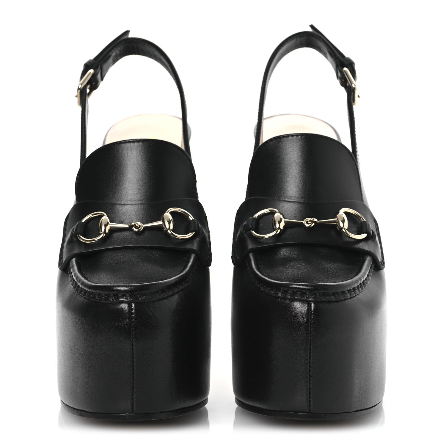 Gucci Calfskin Horsebit Platform 70/160mm Slingback Mules 37.5 Black 3 of 13