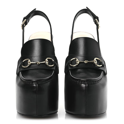 Gucci Calfskin Horsebit Platform 70/160mm Slingback Mules 37.5 Black 3 of 13