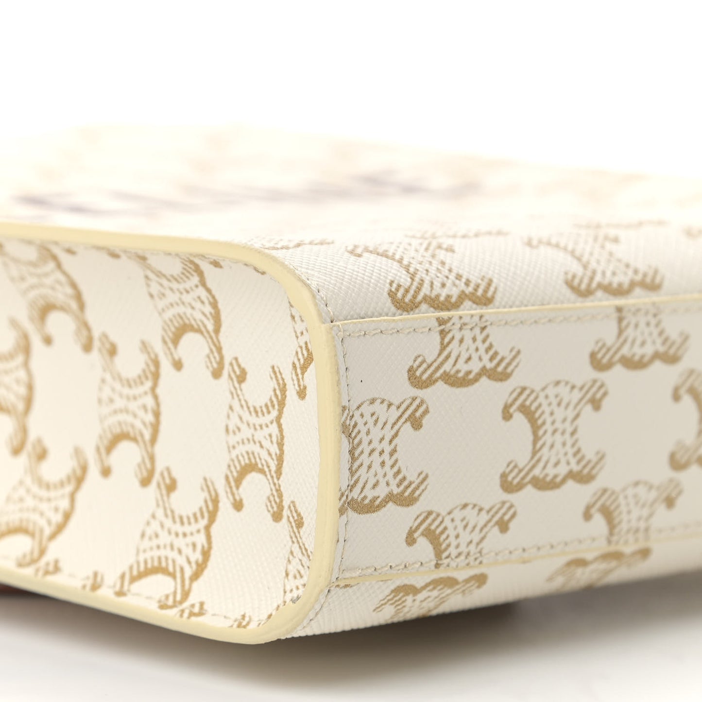 Triomphe Canvas Calfskin Mini Vertical Cabas White
