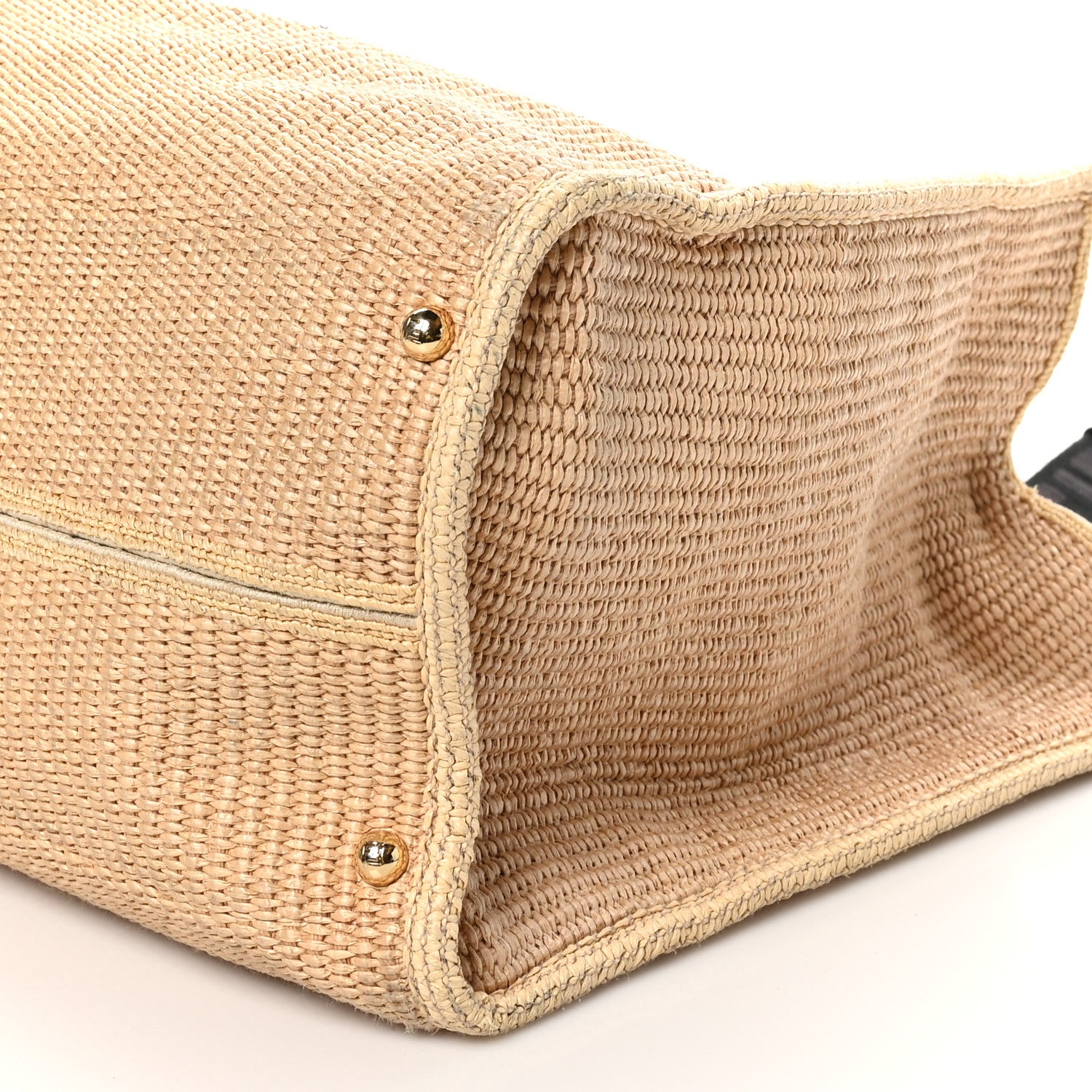 Fendi Straw Vitello King Plexiglass Woven Large Fendi Sunshine Shopper Tote Natural Black 10 of 10