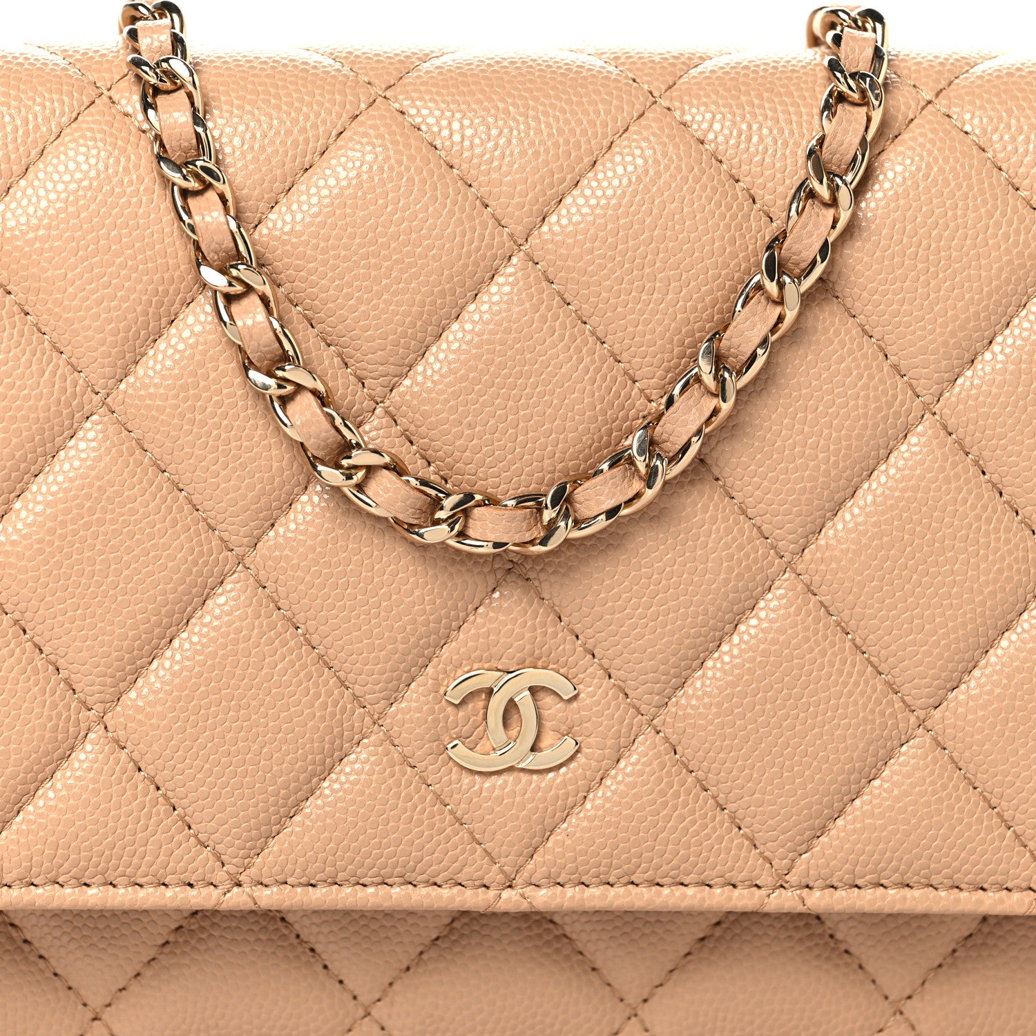 Chanel Caviar Quilted Wallet on Chain WOC Beige 9 of 11