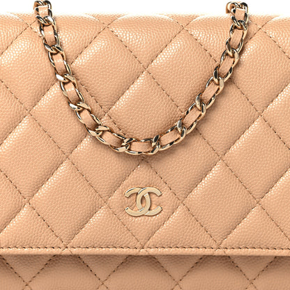 Chanel Caviar Quilted Wallet on Chain WOC Beige 9 of 11