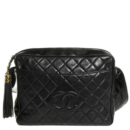 Chanel Lambskin Quilted CC Tassel Camera Case Black 1 of 8
