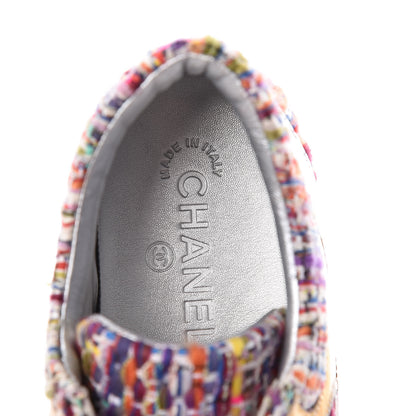 Chanel Tweed Lambskin Runway Sneakers 41 Silver Multicolor 7 of 8