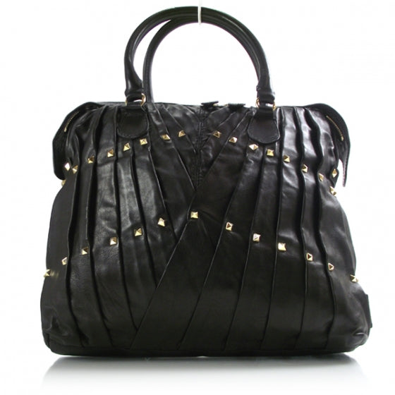 Leather Maizeon Studded Tote Black
