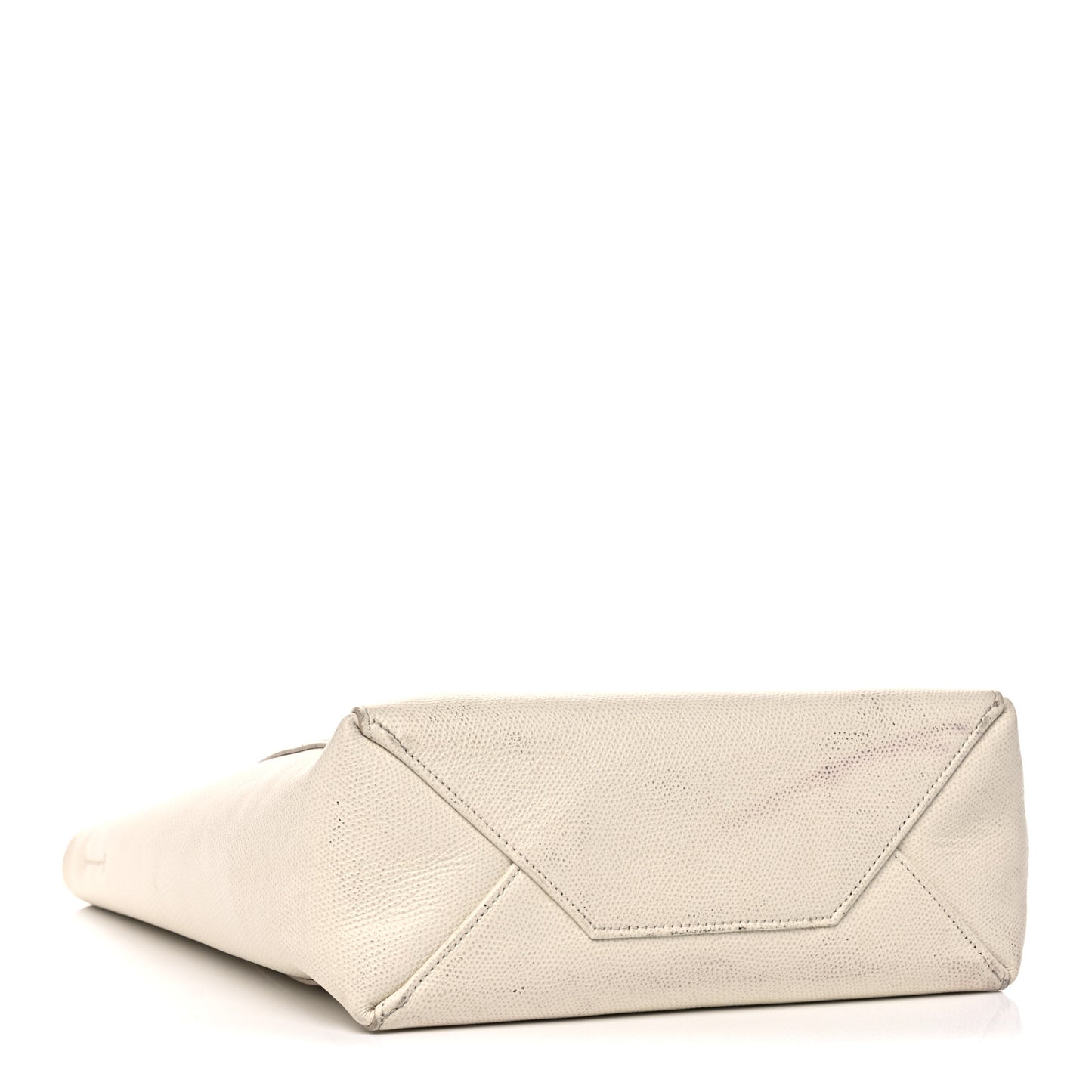 Grained Calfskin Small Vertical Cabas Cream