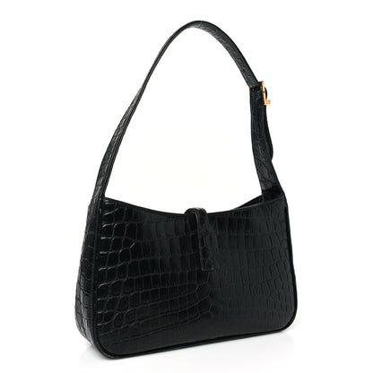 Saint Laurent Calfskin Crocodile Embossed LE 5 A 7 Hobo Black 3 of 10