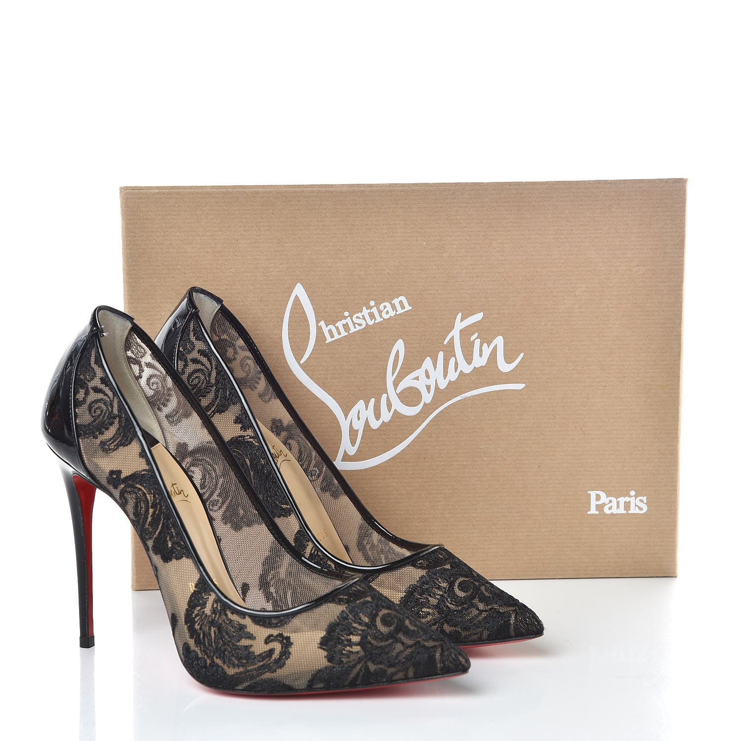 Christian Louboutin Dentelle Chantilly Follies Lace 100 Pumps 38 Black 7 of 8