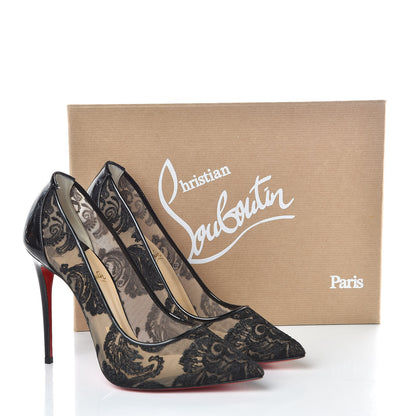 Christian Louboutin Dentelle Chantilly Follies Lace 100 Pumps 38 Black 7 of 8
