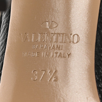 Valentino Garavani Pebbled Calfskin Rockstud Ankle Strap 100mm Pumps 37.5 Black 7 of 18