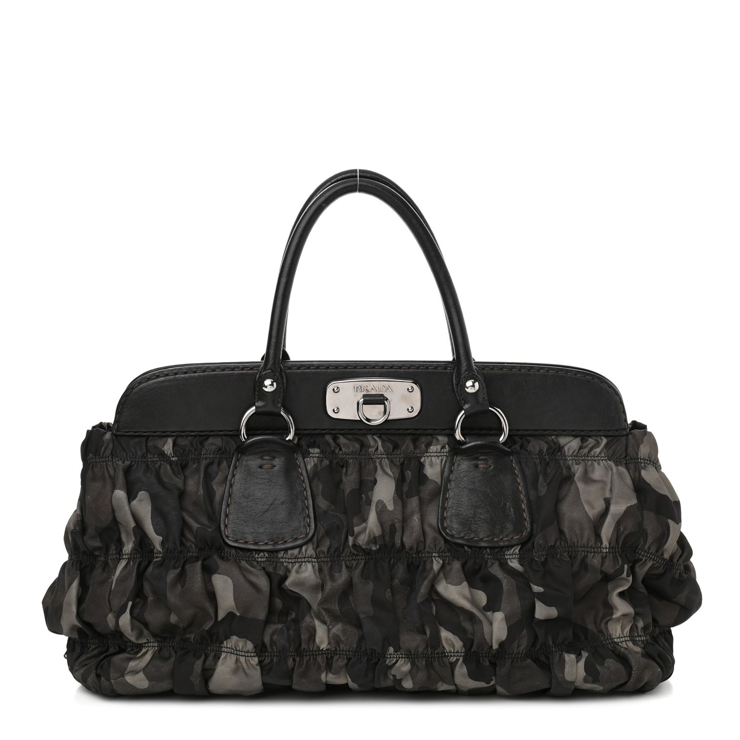 Tessuto Gaufre Camouflage Frame Satchel Fumo