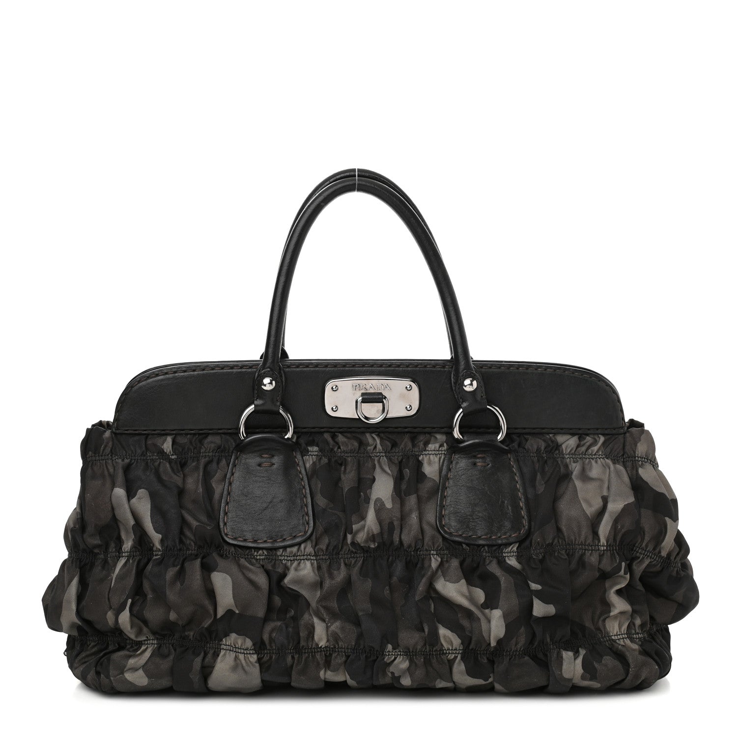 Prada Tessuto Gaufre Camouflage Frame Satchel Fumo 1 of 13