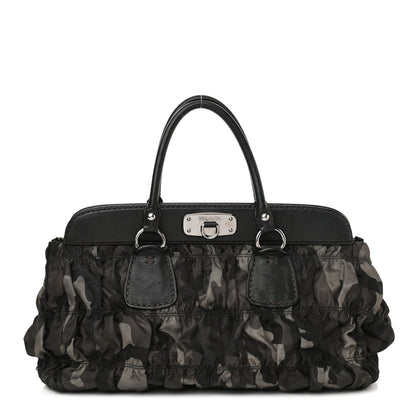 Prada Tessuto Gaufre Camouflage Frame Satchel Fumo 1 of 13