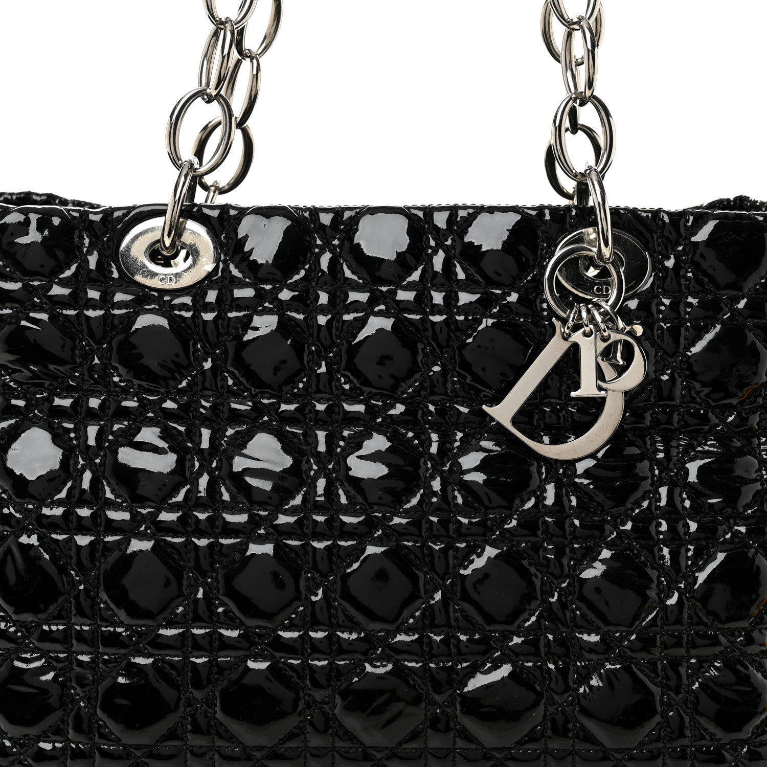 Christian Dior Patent Cannage Large Dior Soft Shopping Tote Black 8 of 10