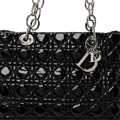Christian Dior Patent Cannage Large Dior Soft Shopping Tote Black 8 of 10
