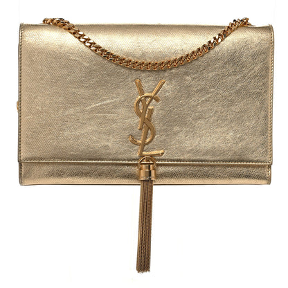 Saint Laurent Metallic Calfskin Medium Classic Monogram Kate Tassel Satchel Gold 1 of 10