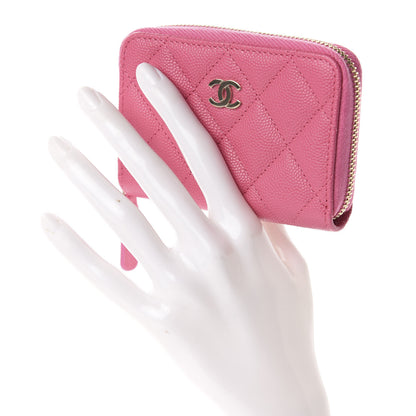 Chanel Caviar Quilted Zip Coin Purse Pink 2 of 8