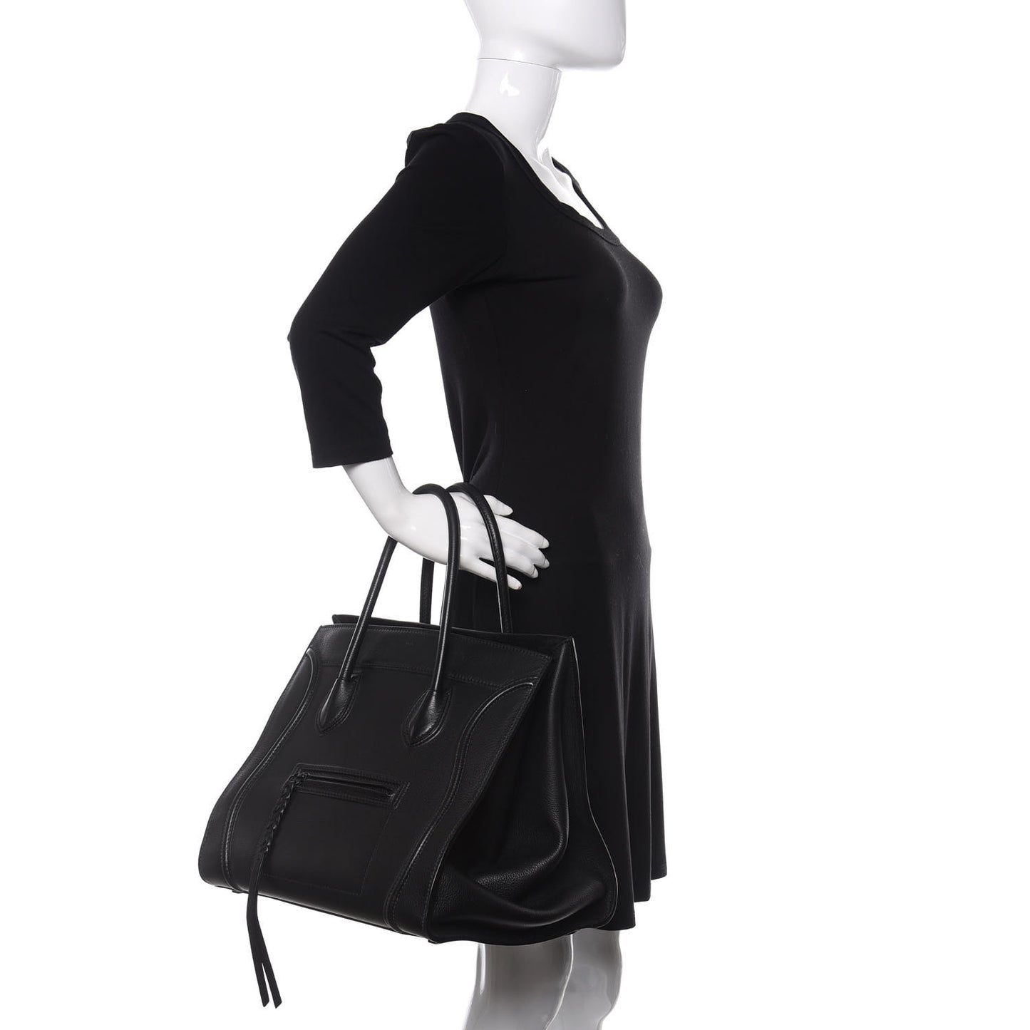 Supple Calfskin Large Phantom Luggage Black