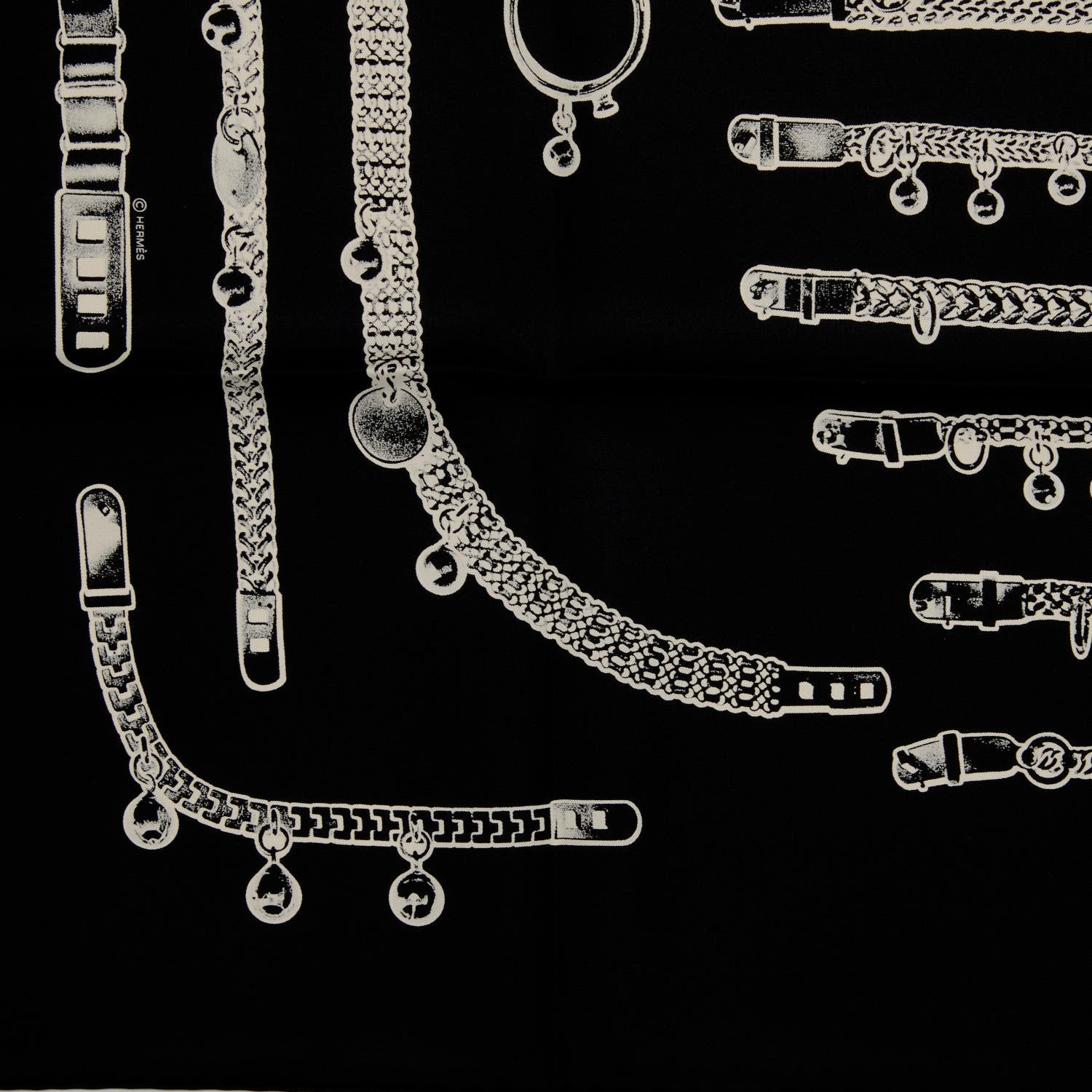 Hermes Silk Le Tresor De Medor Scarf 90 Black Creme 2 of 3